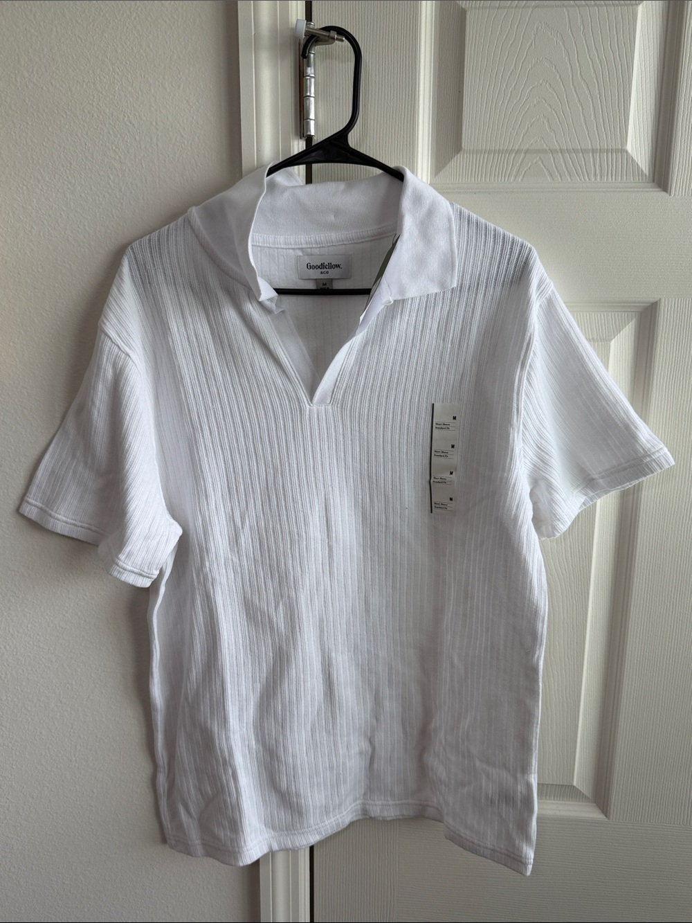 Goodfellow & Co White Short-Sleeve Ribbed Polo Shirt